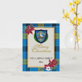 Laing Scottish Clan Tartan & Crest カード (黄色い花)