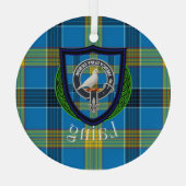 Laing Scottish Clan Tartan & Crest ガラスオーナメント (裏面)