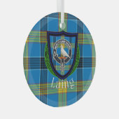 Laing Scottish Clan Tartan & Crest ガラスオーナメント (正面右)