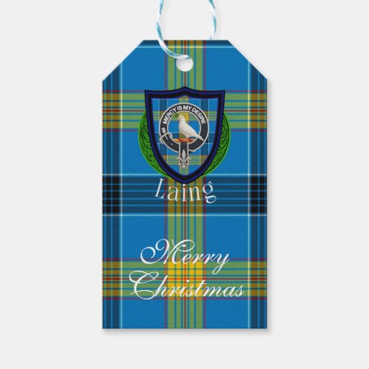 Laing Scottish Clan Tartan & Crest ギフトタグ (正面)