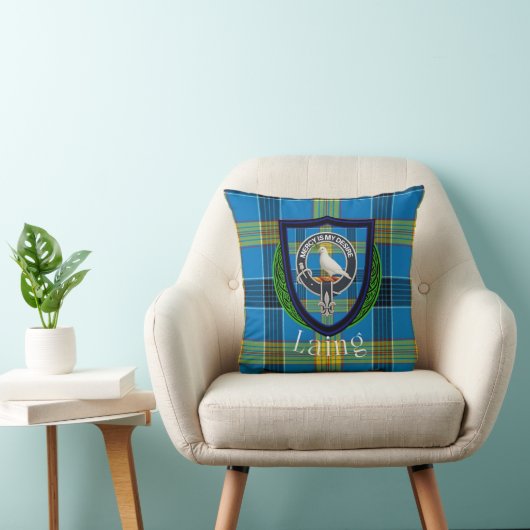 Laing Scottish Clan Tartan & Crest クッション (椅子)