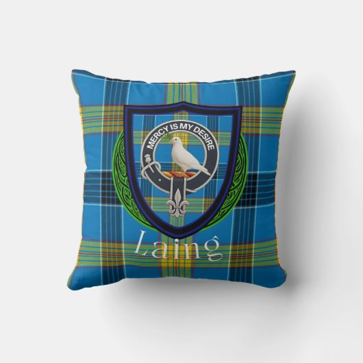Laing Scottish Clan Tartan & Crest クッション (裏面)