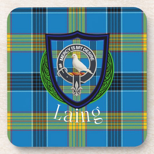Laing Scottish Clan Tartan & Crest コースター (正面)