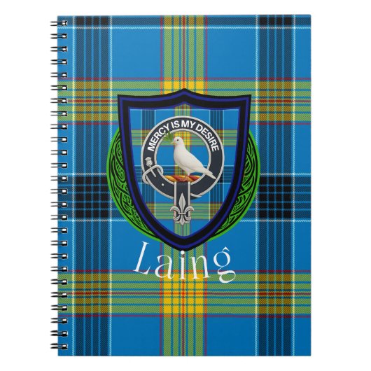Laing Scottish Clan Tartan & Crest ノートブック (正面)