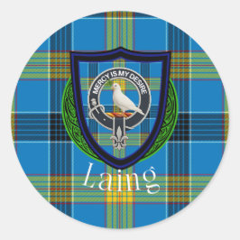 Laing Scottish Clan Tartan & Crest ラウンドシール