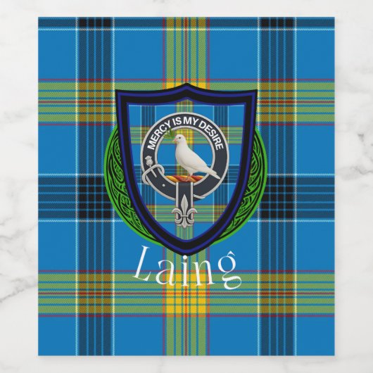 Laing Scottish Clan Tartan & Crest ワインラベル (シングルラベル)