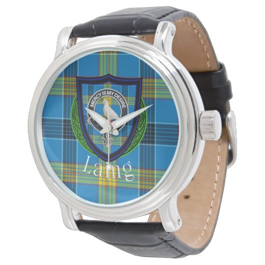 Laing Scottish Clan Tartan & Crest 腕時計 (アングル)