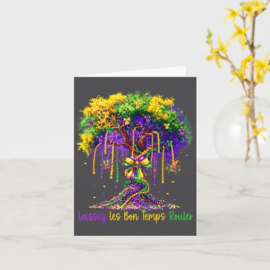 Laissez Les Bon Temps Rouler Mardi Gras Tree 2026  カード (黄色い花)