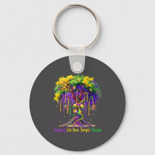 Laissez Les Bon Temps Rouler Mardi Gras Tree 2026  キーホルダー (正面)