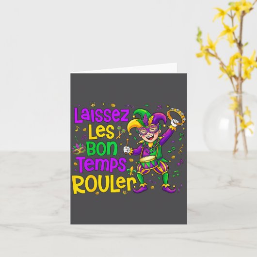 Laissez Les Bon Temps Rouler Matching Mardi Gras P カード (黄色い花)