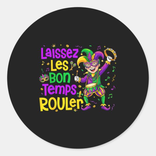 Laissez Les Bon Temps Rouler Matching Mardi Gras P ラウンドシール (正面)