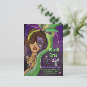 Laissez Les Bons Temps Rouler Fancy Mardi Gras シーズンポストカード (スタンド正面)