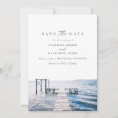 LAKEピア水の色の結婚式の日付を保存 招待状 (正面)