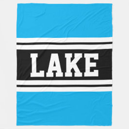 LAKE はっきりした Azure Blue白黒レーシングストライプ フリースブランケット