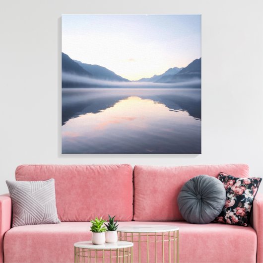 Lake and Mountain Scenic Landscape Wall Art キャンバスプリント (インサイチュ (リビング))