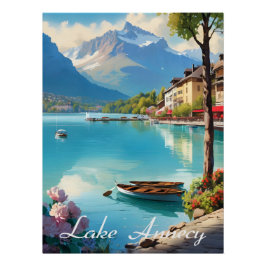 Lake Annecy France Alps Travel Poster ポスター