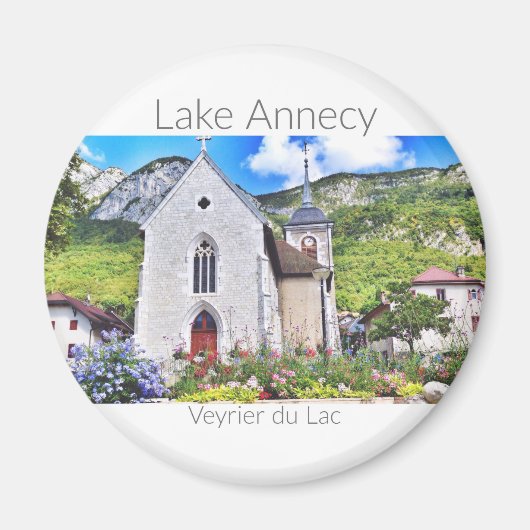 Lake Annecy - Veyrier, Haute-Savoieラウンドマグネット マグネット (正面)