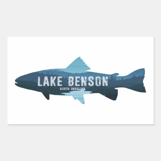 Lake Benson North Carolina Fish 長方形シール (正面)