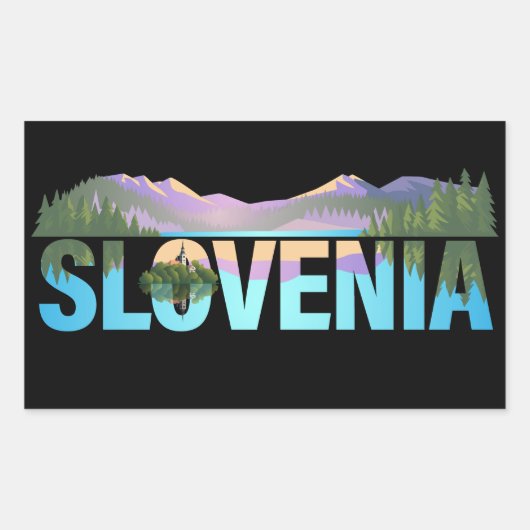 Lake Bled Slovenia Europe 長方形シール (正面)
