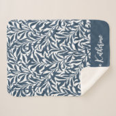 Lake Blue Willow Bough Monogrammed シェルパブランケット (正面(横))