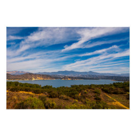 Lake Cachuma Panorama Santa Ynez Mountain Photo ポスター