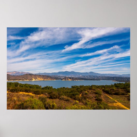 Lake Cachuma Panorama Santa Ynez Mountain Photo ポスター (正面)