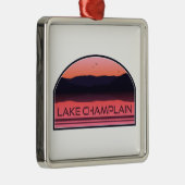Lake Champlain New York Vermont Red Sunrise メタルオーナメント (右)