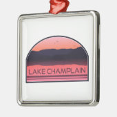 Lake Champlain New York Vermont Red Sunrise メタルオーナメント (左)