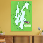 Lake Champlain USAカナダの地図ポスター キャンバスプリント (インサイチュ (リビング))