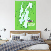 Lake Champlain USAカナダの地図ポスター キャンバスプリント (インサイチュ (寝室))