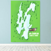 Lake Champlain USAカナダの地図ポスター キャンバスプリント (インサイチュ (ウッドフロア))