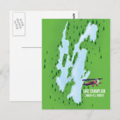 Lake Champlain USAカナダの地図ポスター ポストカード (正面/裏面)