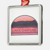Lake Chatuge North Carolina Georgia Red Sunrise メタルオーナメント (左)