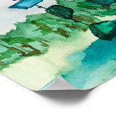 Lake Chimes Blue Glass Landscape Painting ポスター (角)