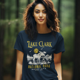 Lake Clark National Park Retro Woodland Scene トライブレンドＴシャツ