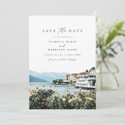 LAKE COMO水の色イタリアのスカイライン日付を保存I 招待状 (スタンド正面)