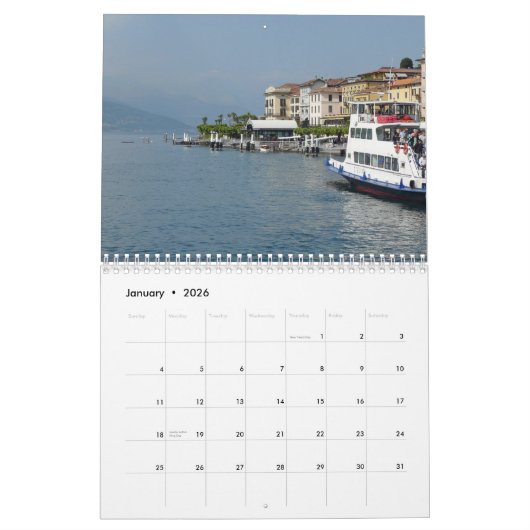 Lake Como and Lake Garda 2026 calendar カレンダー (1月 2026)