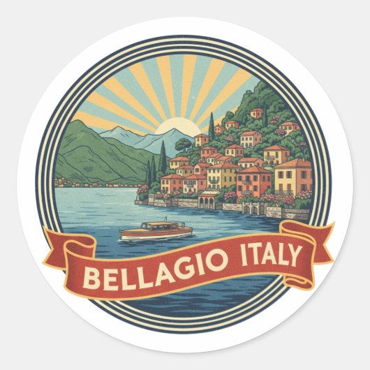 Lake Como Bellagio Italy ラウンドシール (正面)