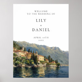 Lake Como Italian Wedding Welcome Sign ポスター