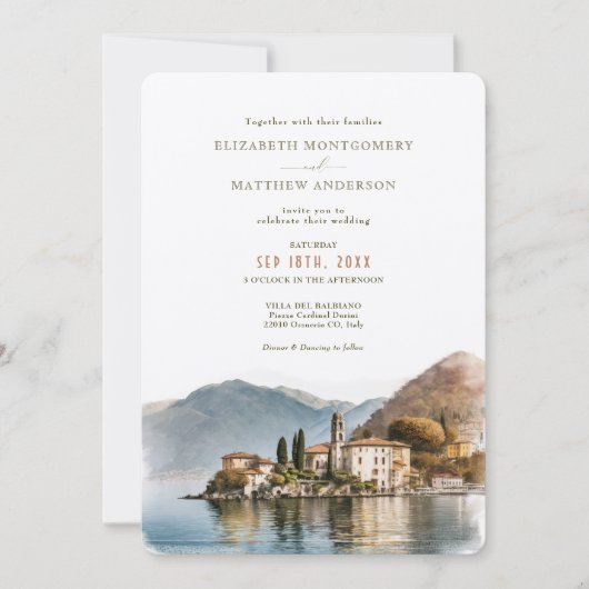 Lake Como Italy Destination Wedding Invitation 招待状 (正面)
