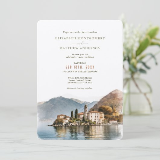 Lake Como Italy Destination Wedding Invitation 招待状 (スタンド正面)