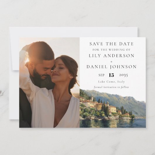 Lake Como Italy Photo Destination Wedding セーブザデート (正面)