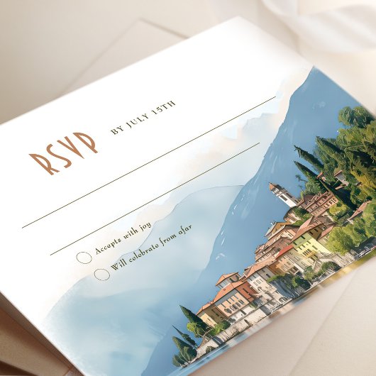 Lake Como Italy RSVPの結婚挿入先 招待状