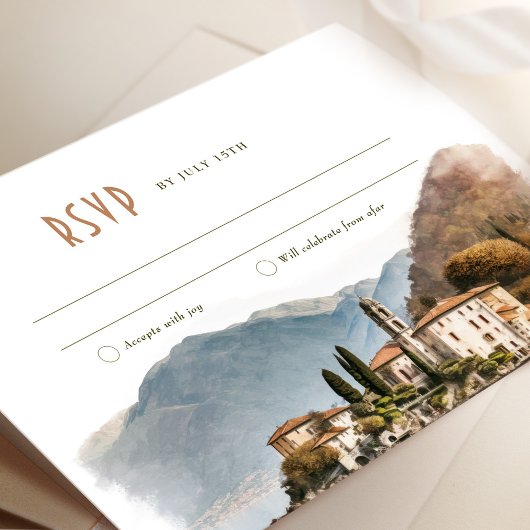 Lake Como Italy RSVPの結婚挿入先 招待状