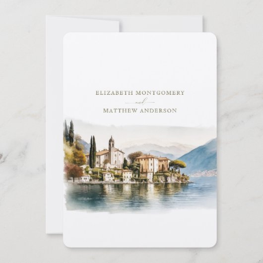 Lake Como Italy Save The Date Destination 招待状 (裏面)