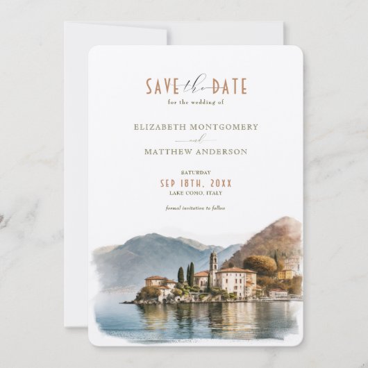 Lake Como Italy Save The Date Destination 招待状 (正面)