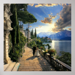 Lake Como Italy Square Travel Poster Art ポスター