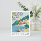 Lake Como Italy Travel Illustration ポストカード (スタンド正面)