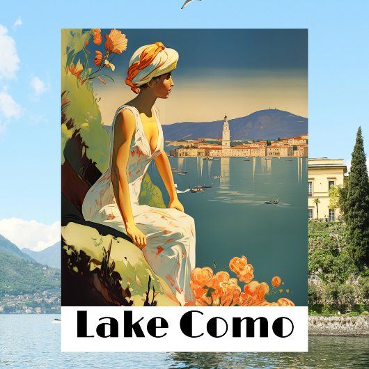 Lake Como Italy Vintage Travel Romantic Lakeside ポストカード