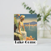 Lake Como Italy Vintage Travel Romantic Lakeside ポストカード (スタンド正面)